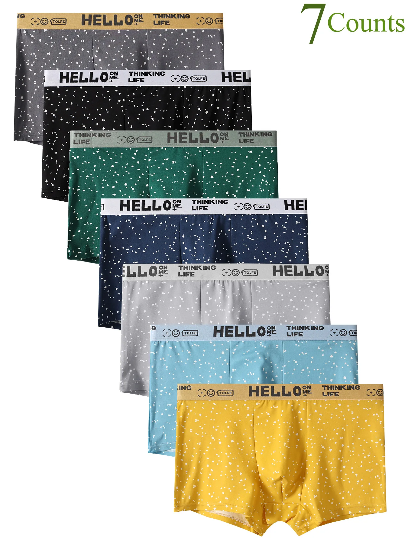

7-piece men's fashionable printed boxer briefs, multi-color comfortable and breathable youth four-corner pants