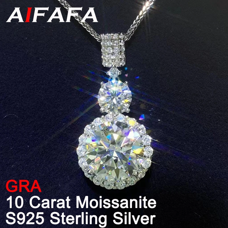 

6/11 Carat Real Moissanite Pendant Necklace Sparking Moissanita Lab Diamond S925 Silver Wedding Bridal Neck Chain Jewelry GRA