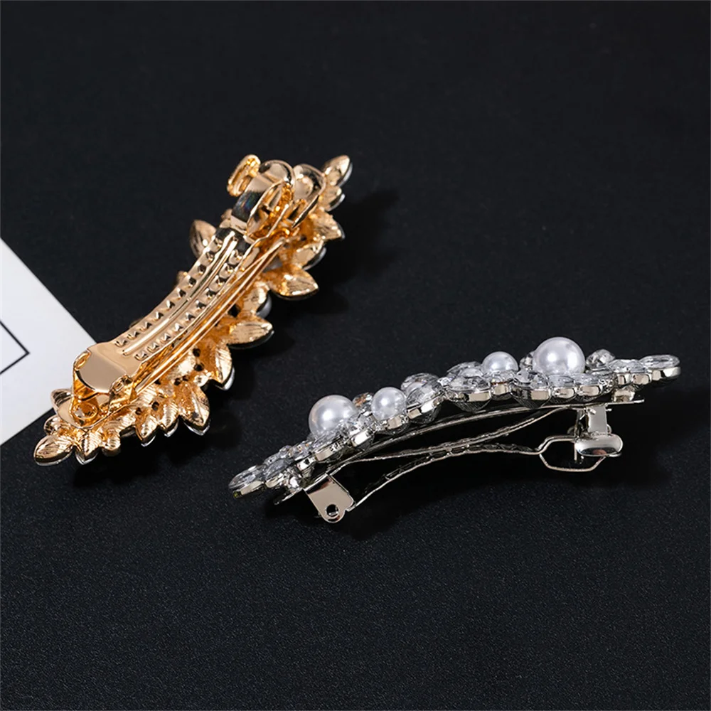 Luxury Rhinestone Spring Hairpins Elegant Imitation Pearl Zircon Hair Clips Fashion Back Head Barrettes Hair Accessories Gifts