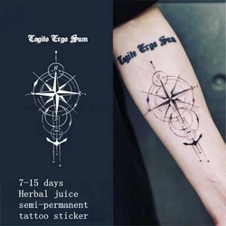 Magic Circle Herbal Juice Tattoo Stickers Arm Waterproof Compass Astrolabe Latin Men Women Art Fake Tattoo Tatuajes Temporales