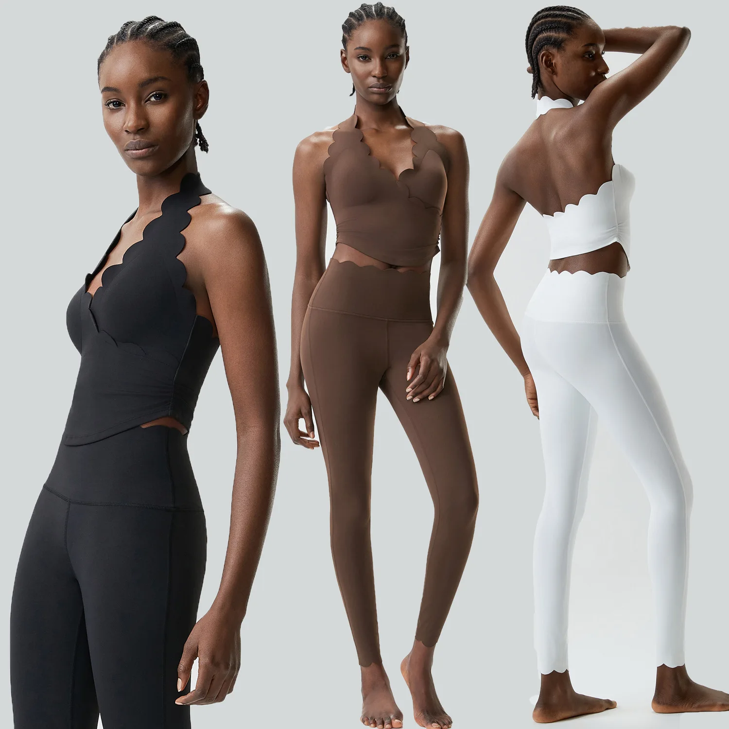 

Maxdutti 2026 Women's Suit Woman Clothes Tight Neck Yoga Suit Set Women's Plus Size Nude Sports Fitness Suit Set Two-piece Set