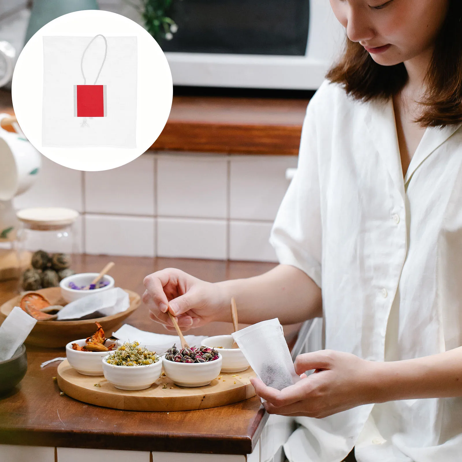 

100pcs Filter Disposable Nylon Tea Infuser Bags For Loose Leaf Coffee Spice Herbal Nut Sieve Soup Flower Drawstring Sachet Empty