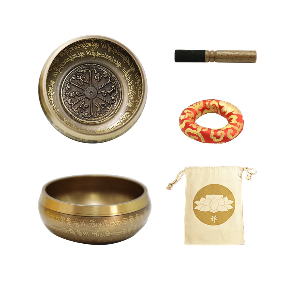 12cm Tibetan Brass Singing Bowl, Yoga Meditation Bowl for Sound Healing Stress Relief, Buddha Mindfulness Bowl Handmade view 6