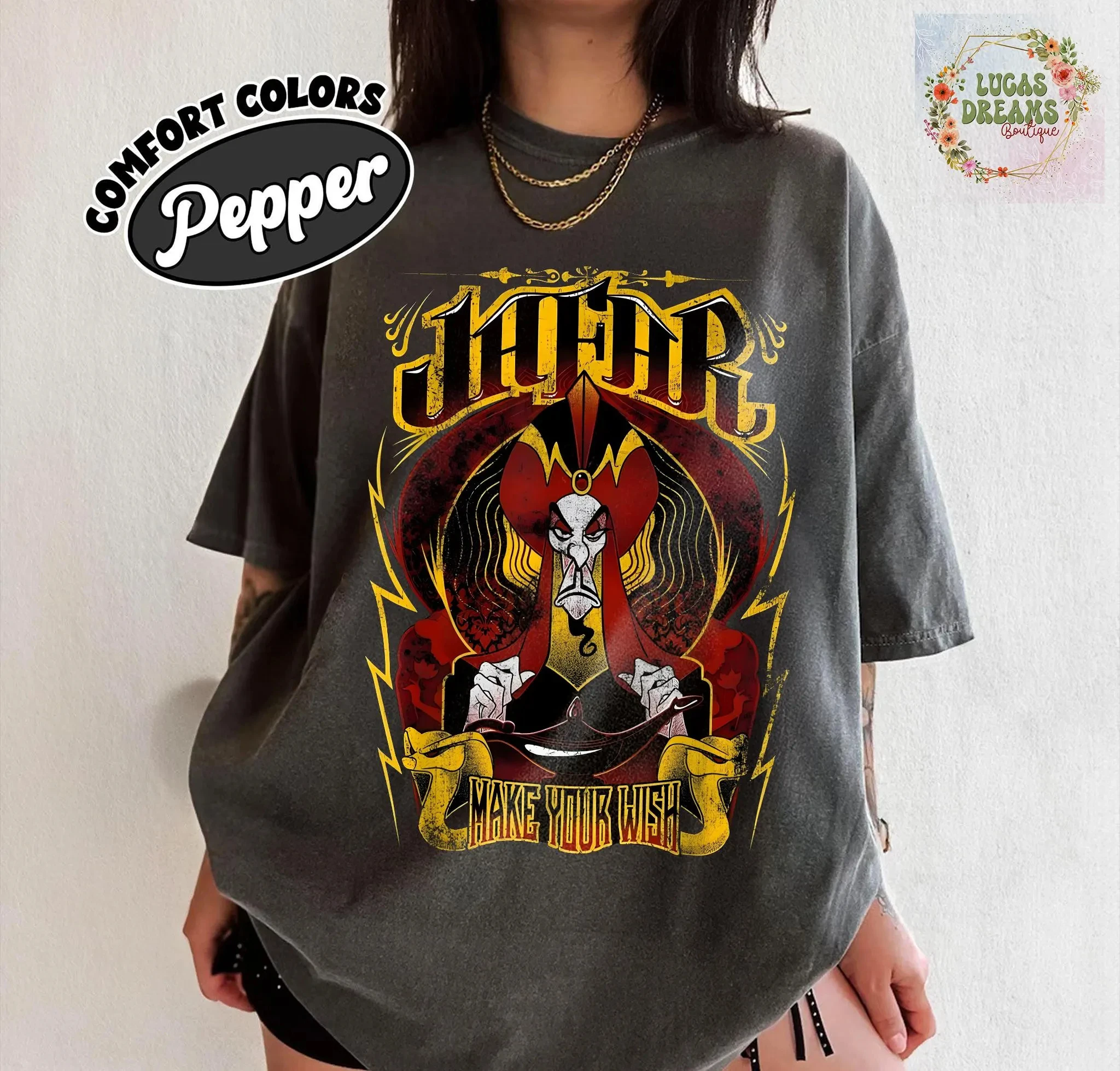 

Рубашка в стиле ретро Disney Villains, рубашка Disney Jafar, футболка Aladdin Villain, футболка с рисунком Make Your Wish, наряд Disney World на Хэллоуин