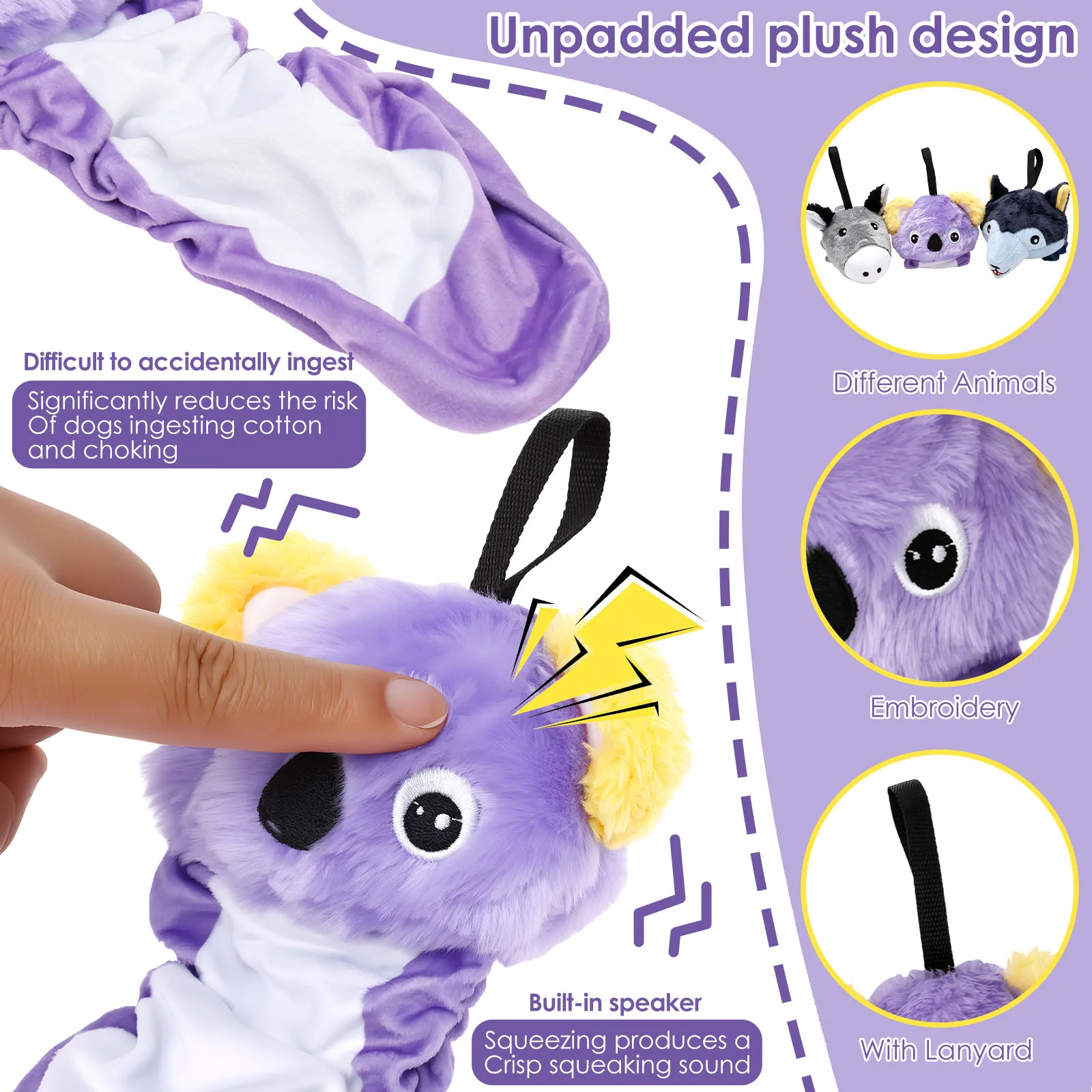 Retractable Dog Flirt Pole Set Creative Dog Interactive Toy with 3 No Stuffing Plush Toys Squeaky Dogs Chew Toy Pet Supplies