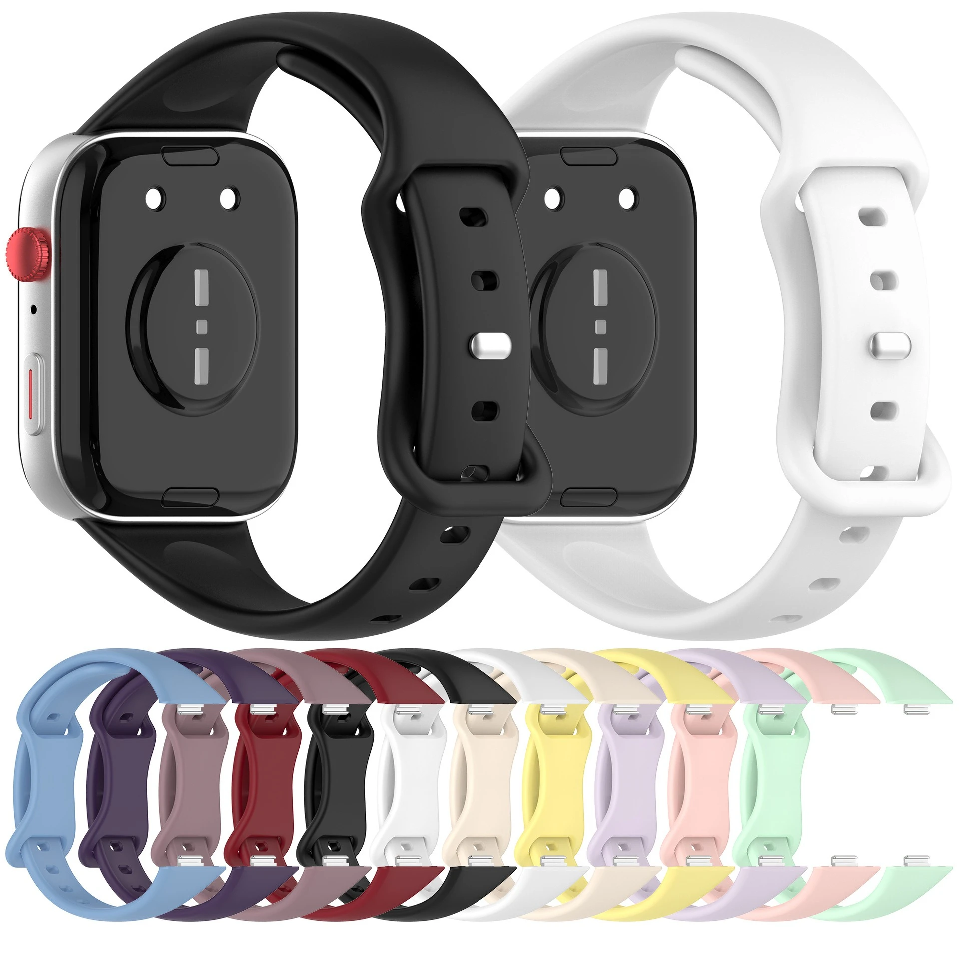 بدلة كلاسيكية رفيعة من السيليكون لساعة Huawei Watch Fit4/Fit3 حزام سيليكون بإبزيم على شكل فراشة كلاسيكية