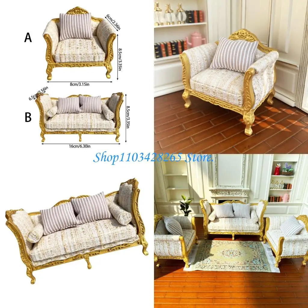 

Декоративный миниатюрный диван масштаб 1/12 кукольный домик спальня деревянный аксессуар для рукоделия G2TE