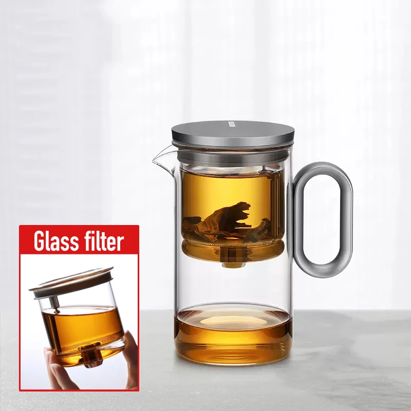 Magnetic switch tea pot, high-end tea set, tea water separation teapot, household tea making tool, heat-resistant glass tea set