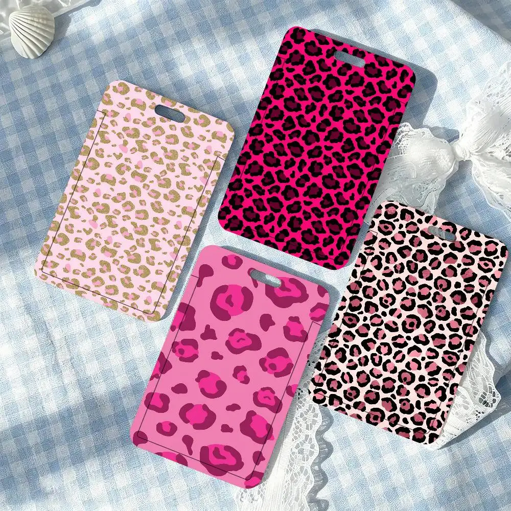 Pink Leopard Lanyard Card Holders Student ID Card Holders Neckband Card Holders Access Control Accessories Gifts