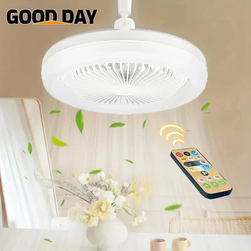 ﻿ Smart 2 In 1 Ceiling Fan With Remote Control Lighting E27 Conversion Base Lighting Base Suitable for Bedroom and Living