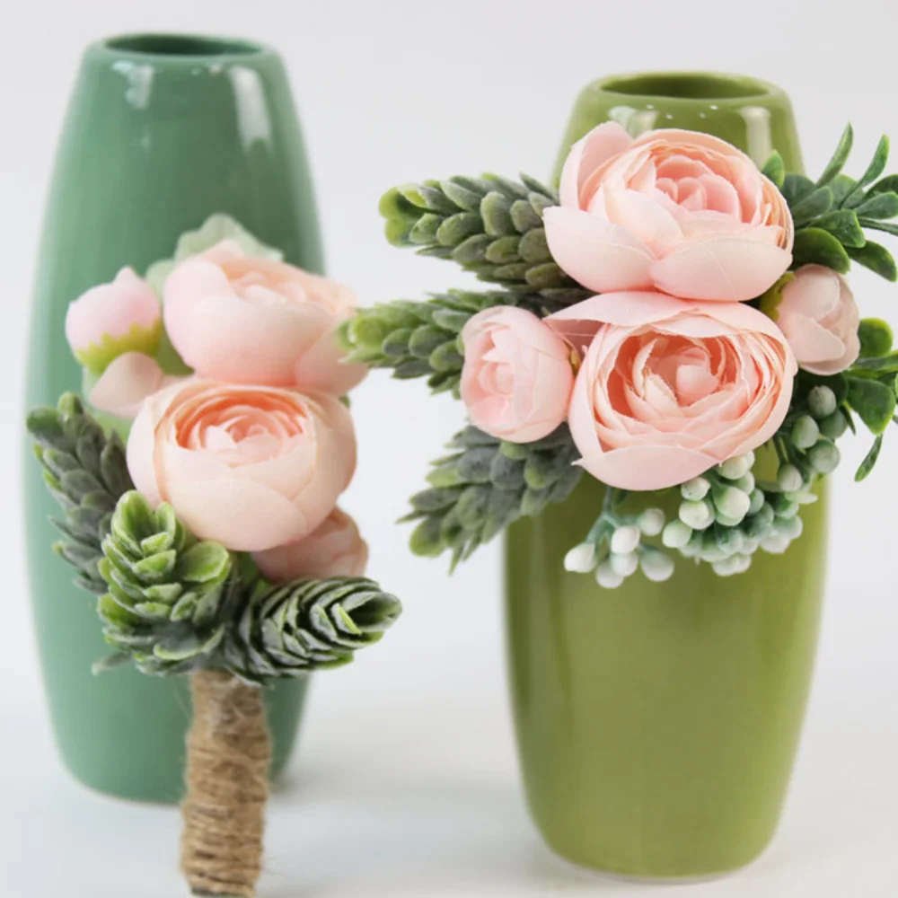 Klassieke Roze Zijden Roos Bruiloft Boutonnieres Voor Gastspelden Kunstbloemen Voor Huwelijksceremonie Jubileum Decor Бутоньерка