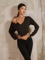 ZYM Latin Dance Long Sleeves Top  With Adjustable Strings Sweet Heart Top #24079