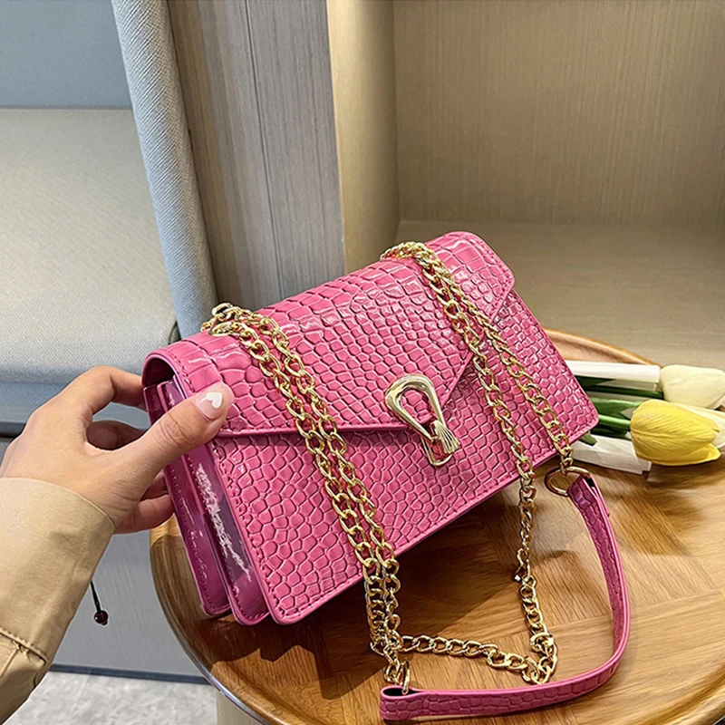 Fashion Luxury Design PU Leather Women Messenger Bag Female Chain Shoulder Crossbody Bag Small Ladies Underarm Top Handle Bag