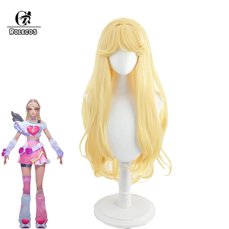 Rolecosspel Lol Lovestruck Lux Cosplay Pruik 85Cm Geel Vrouwen Cosplay Pruiken Hittebestendig Synthetisch Haar