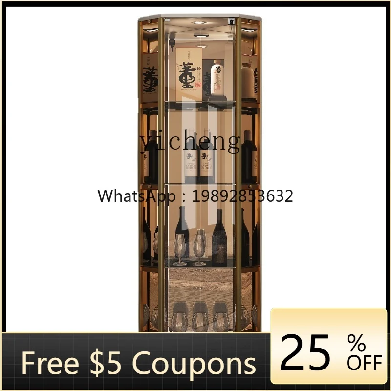 

ZZZf Light Luxury Sst Wine Cabinet Modern Living Room Corner Triangle Glass Door High-End Display Cabinet
