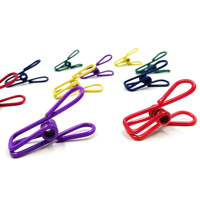 10pcs Colorful Clothespin Stainless Steel Sealing Clip Nonslip DIY Photo Folder Clothes Peg TUnderwear Socks Clamp Small Fixator