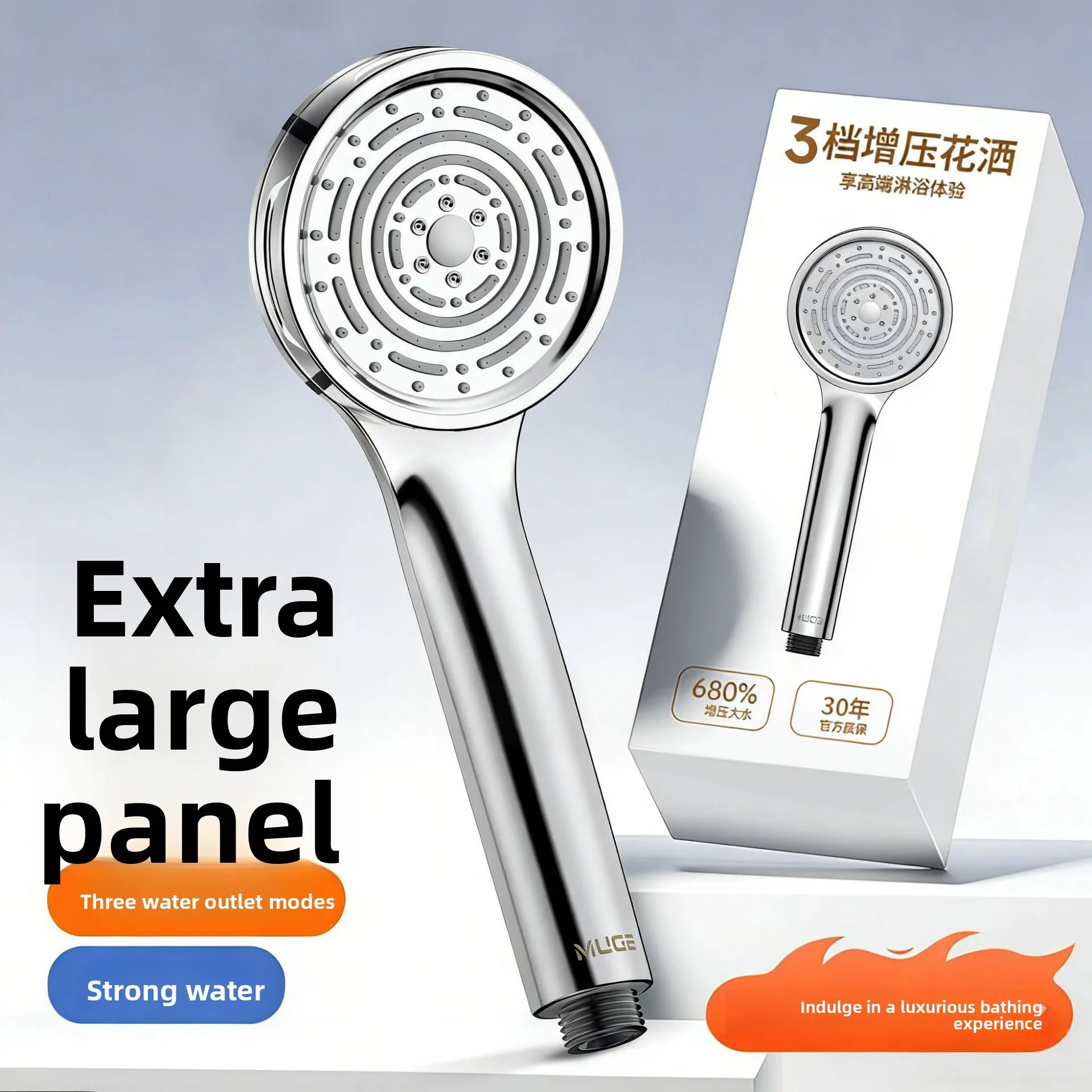 High Pressure Rain Shower Head with Large Water Flow for Bathroom Shower System Compatible with Most Water Heaters and