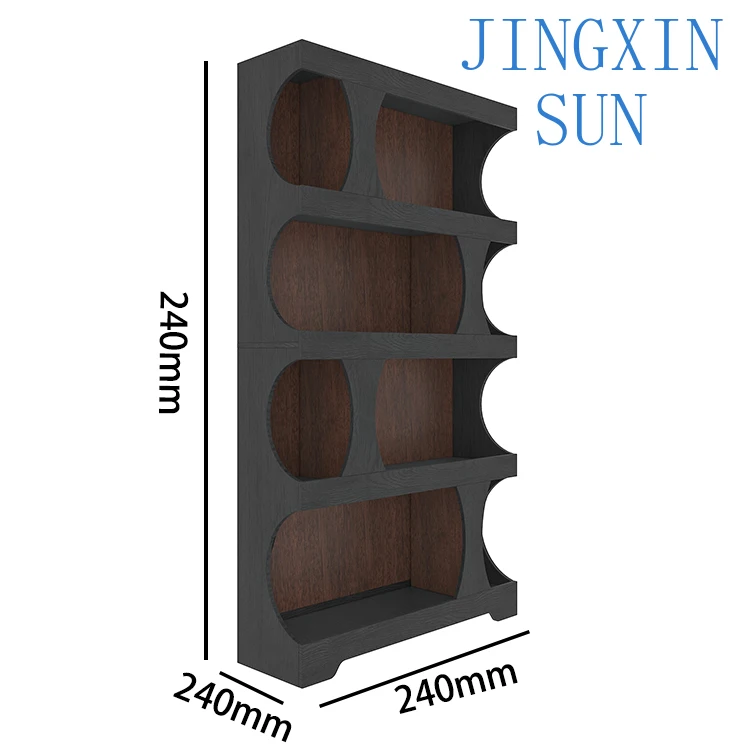 Hot Selling 4-Tier S-Shaped Bookshelf Wooden Bookcase Freestanding Display Cabinet
