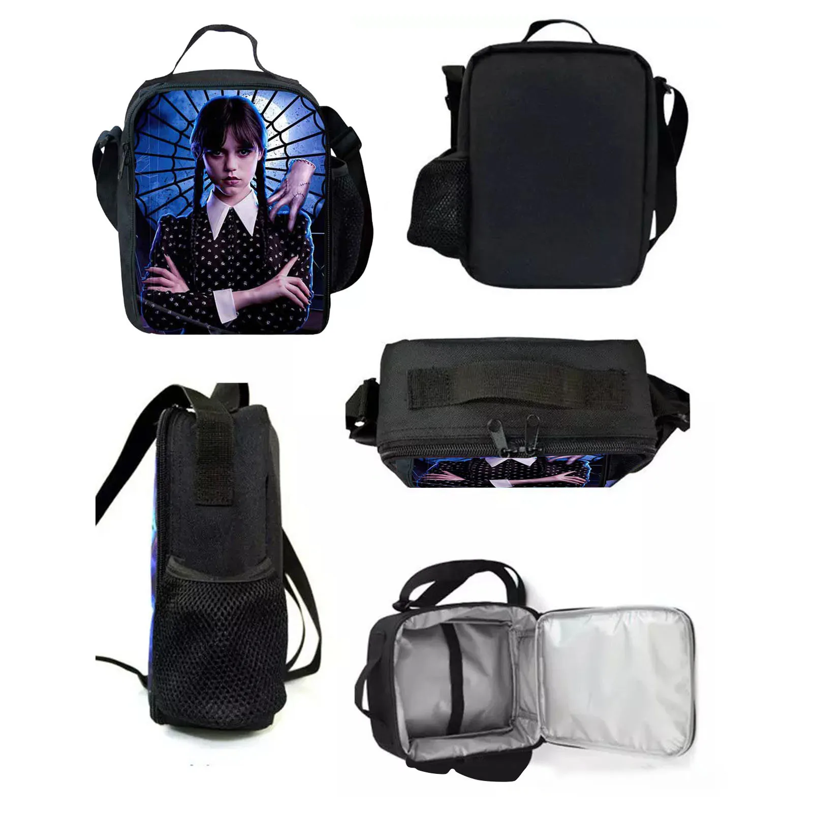 Wednesday Lunch Box For Men Women Adults, Portable Insulated Lunch Bag For Office Work School, Reusable Zippered Bento Lunch Box