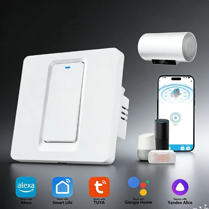 Smart Water Heater Switch/WiFi&Bluetooth Touch Control Works with Alexa/Google Home/Smart Life APP/for Home Bathroom