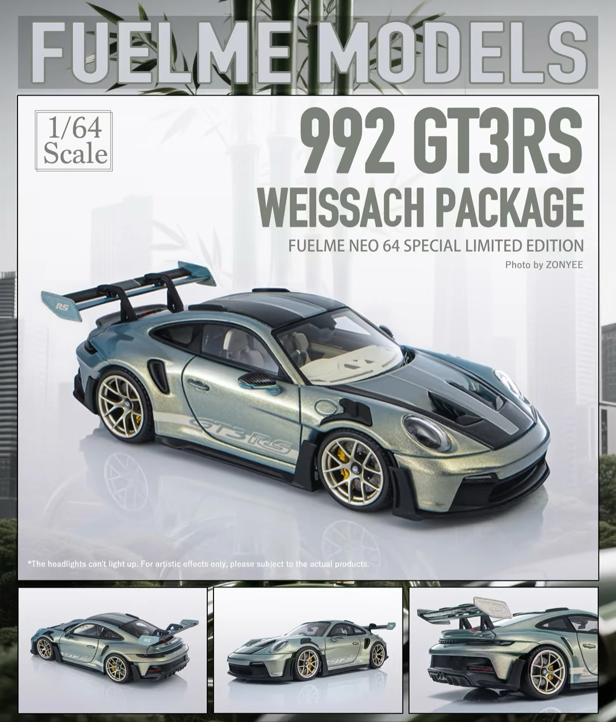 

Fuelme 1:64 911 GT3RS 992 City Bamboo Color New Limited Edition Resin simulation car model Ornament