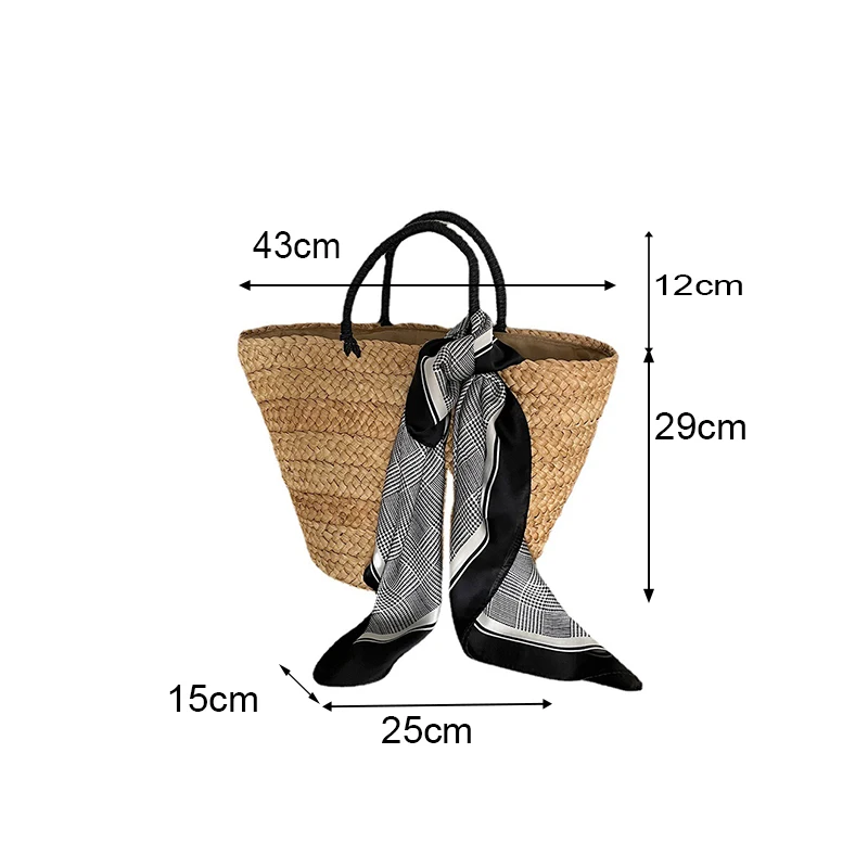 Korean Style Ins Large Capacity Straw Woven Bag Versatile And Simple Portable Natural Grass Handmade Woven Bag For Women Vacatio