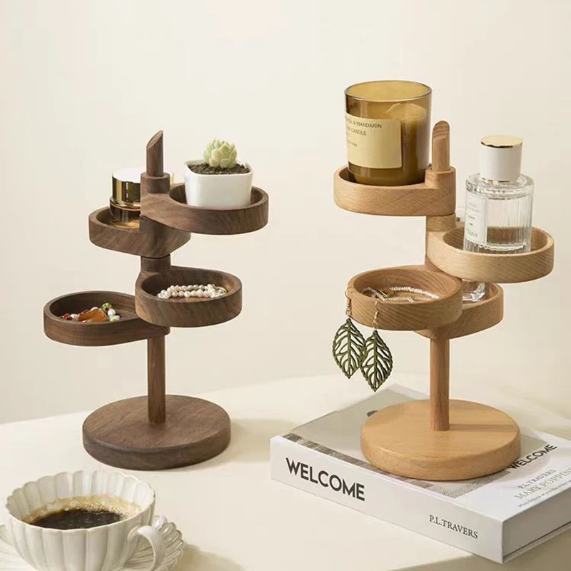 1pcs Wooden Storage Rack Key Holder Solid Wood Tabletop Decorative Storage Can Hold Jewelry Creative Decorative Items