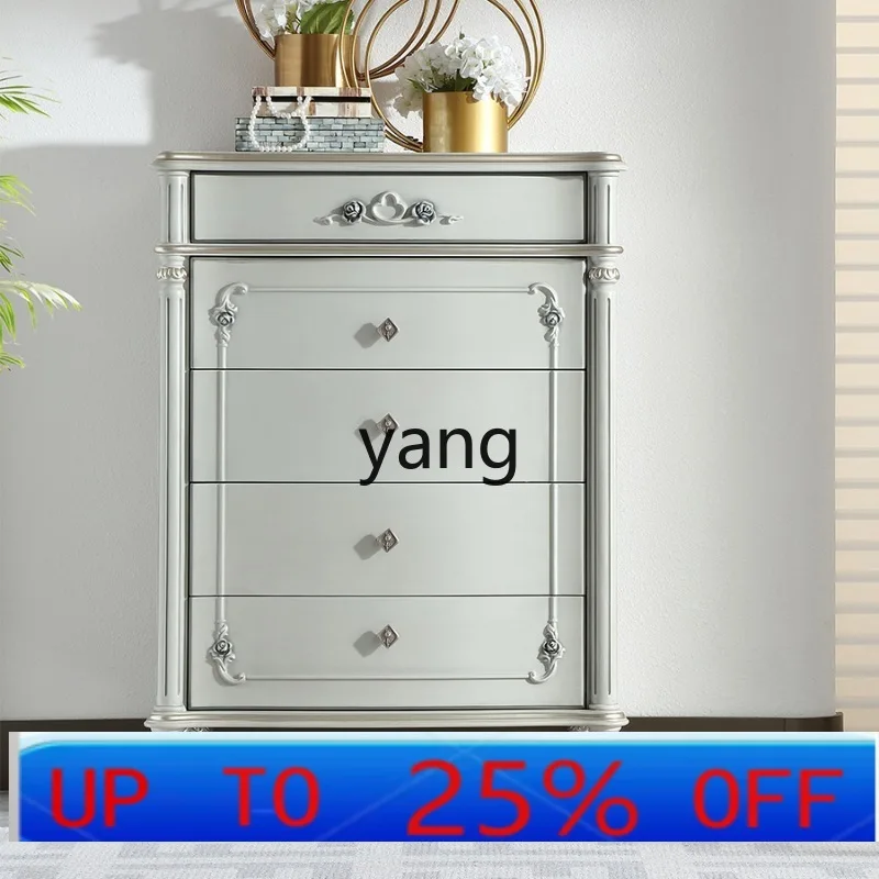 

LMM French light luxury bedroom bedside storage stand cabinet solid wood carving flower drawer locker