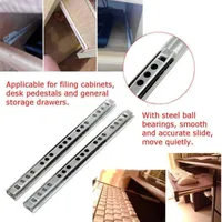 2PCS Kitchen Cupboard Drawer Slides Furniture Guide Rail Full Extension Parts Zinc Plated Metal Furniture Hardware