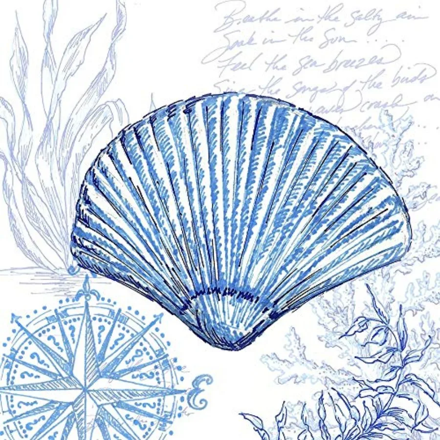 

Posterazzi PDXRB13848TSLARGE Coastal Sketchbook-Clam Shell TRE Sorelle Studios, постер, 24 x 24 дюйма, разноцветный