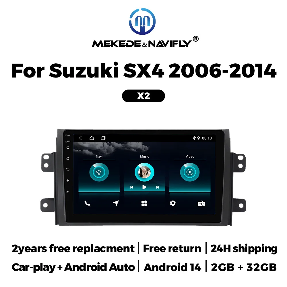 

NAVIFLY&MEKEDE All-in-one Android 14 Car Radio Multimedia Player Stereo Wireless Carplay BT For Suzuki SX4 Fiat Sedici 2005-2014