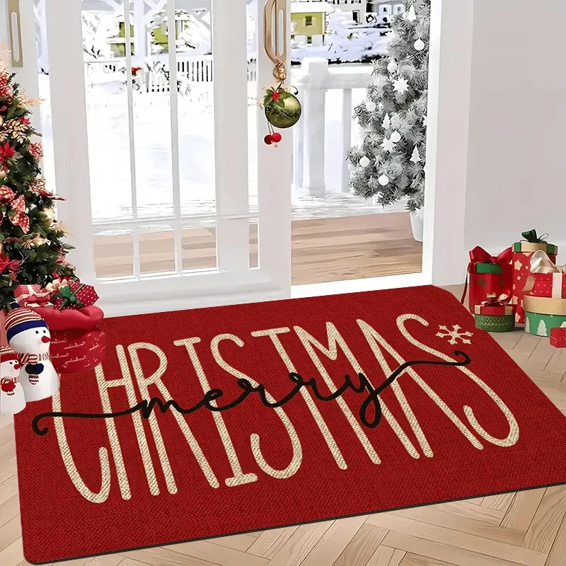 

Christmas doormat, made of flannel, washable, Christmas decorative entrance mat, suitable for rooms and bathrooms