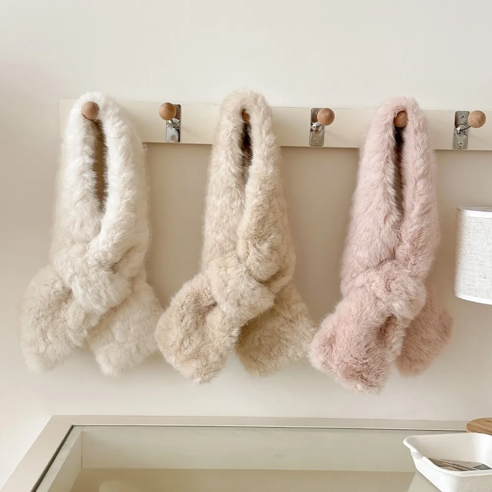 

Elegant Fake Fur Cross Collar Scarf Winter Warm Thicken Neck Warmer Neck Scarf Women