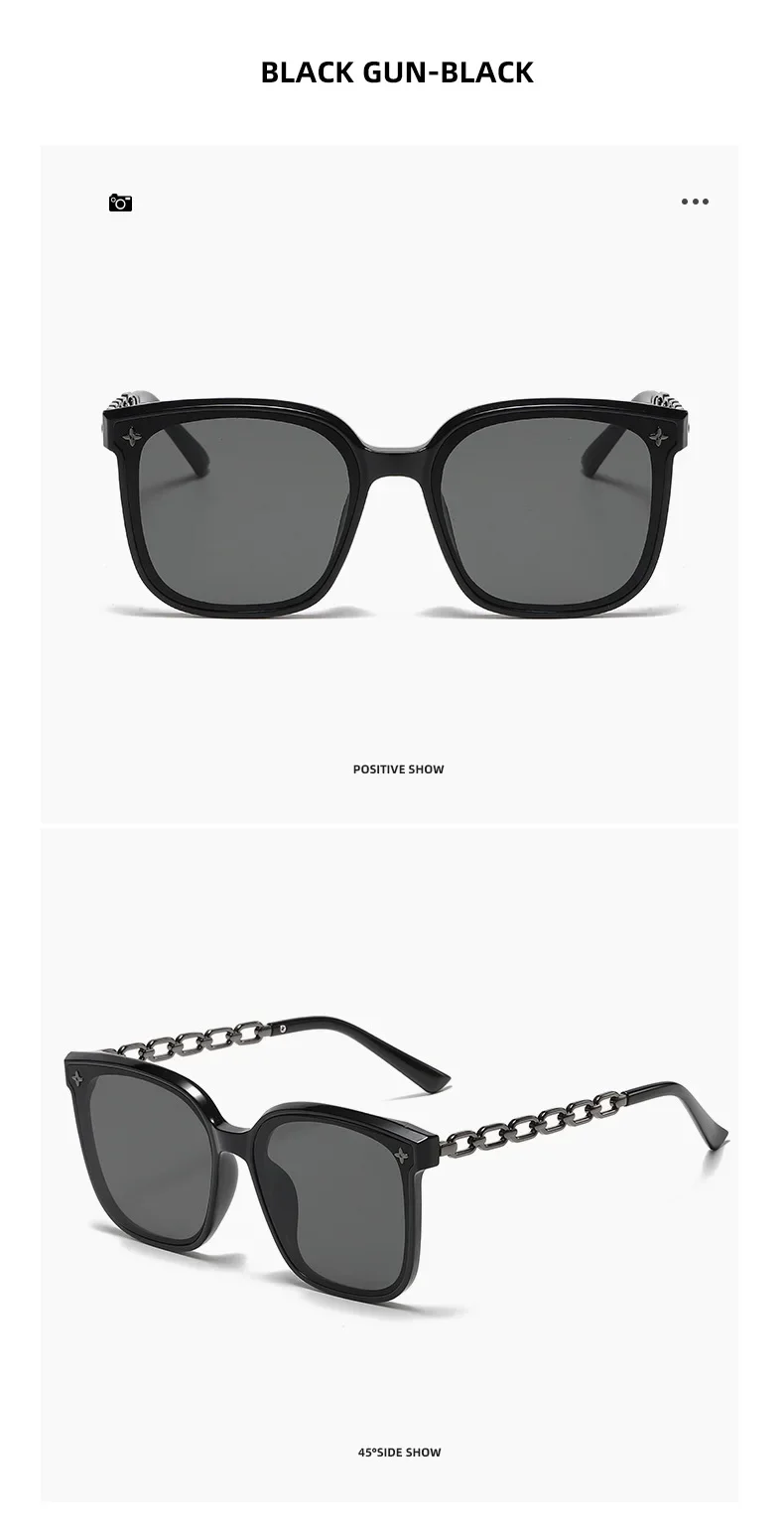 Quadratische Sonnenbrille für Frau 2023, Vintage-Stil, großer Rahmen, schwarzer Spiegel, Sonnenbrille, Schattierung, Polarisator, sexy weibliche Reisebrille, Uv400 – Detail 9