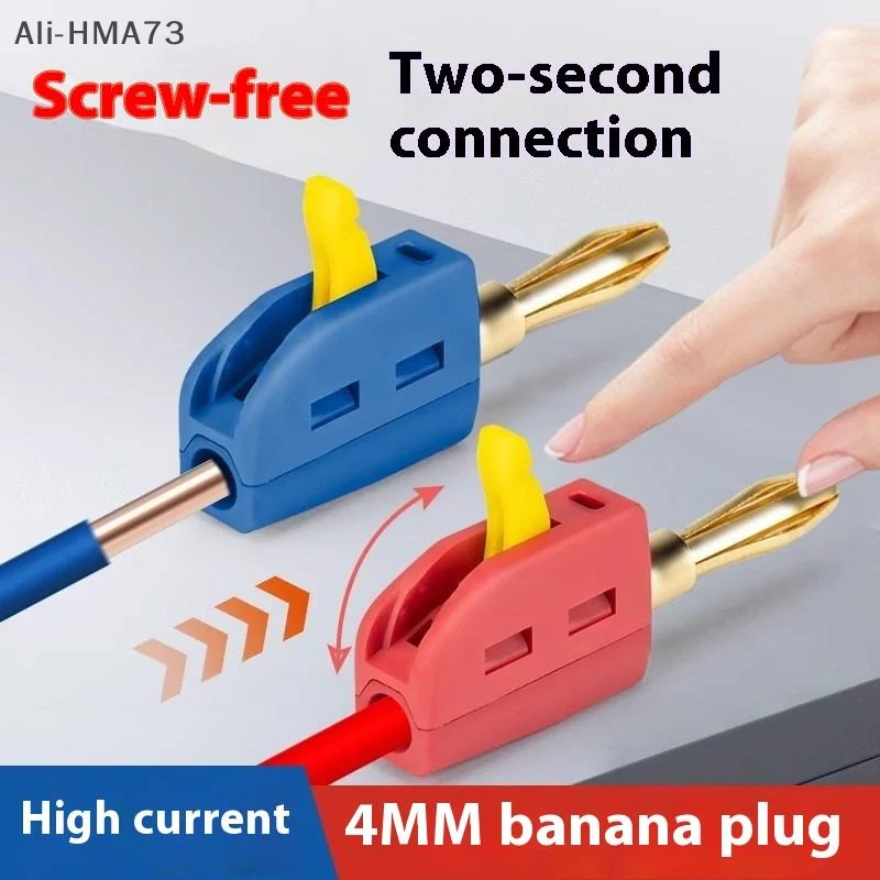 

CCA83-10Pcs 4mm Banana Plug High Current Quick Connect Gold-plated Banana Connector 32A Electrical Test
