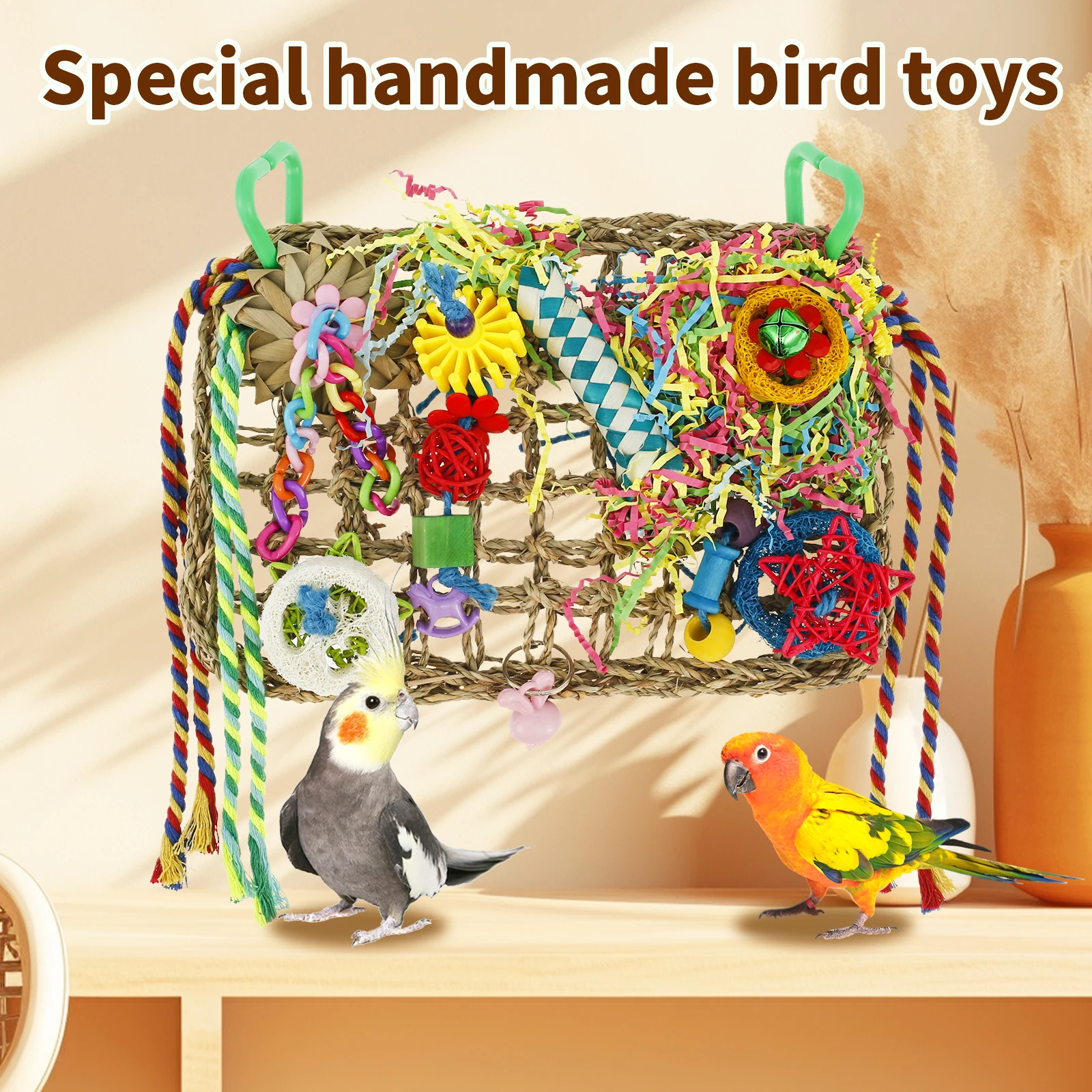 Bird Toys Handmade Bird Foraging Toys Fun Parakeet Toys Portable Parakeet Foraging Toy Parrot Chewing Toy Bird Parrot Toy 1x7.9