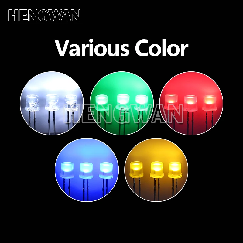 100pcs 5mm Flat Top White Red Yellow Blue Green Assorted Kit Lamp Diode LED Ultra Bright Bulbs Emitting Diodes F5 5MM DIY Light