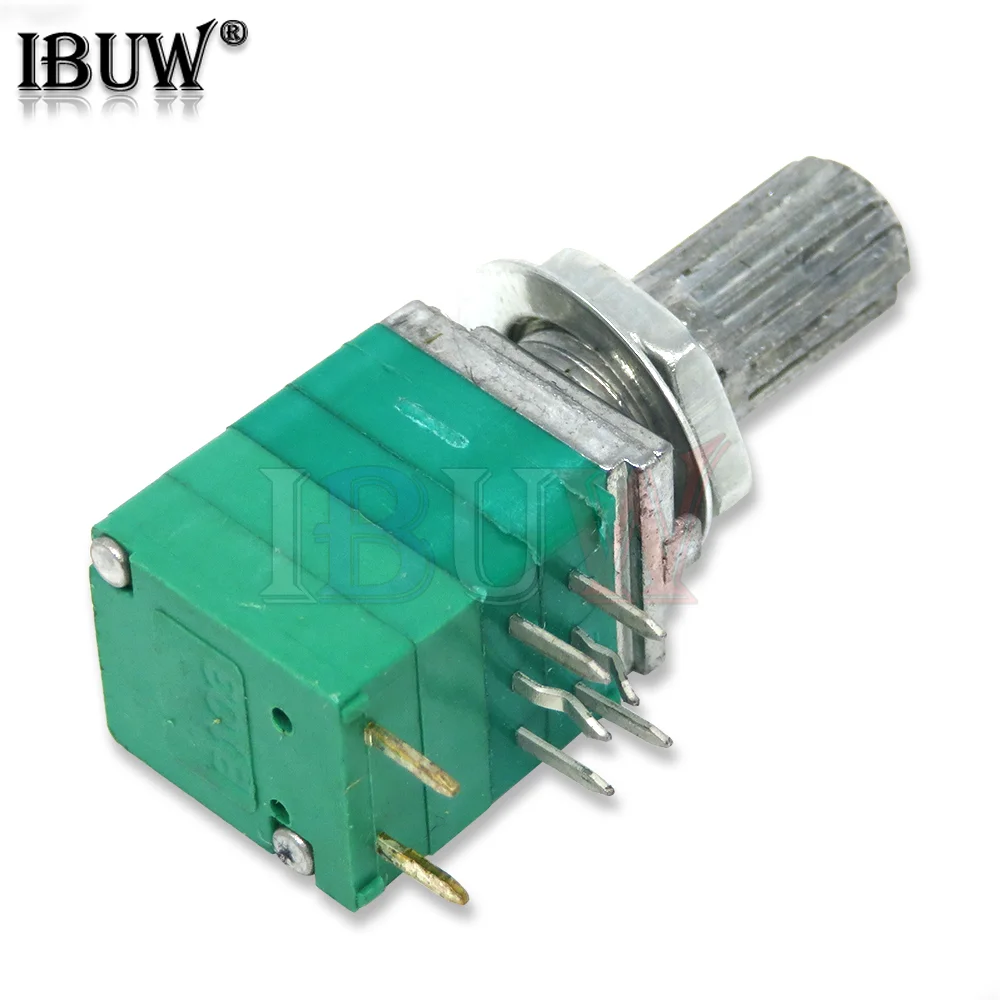 Interruptor de audio RK097GS 10K 50K, potenciómetro de sellado de amplificador, eje de 8 pines, 15mm, verde, 5 unidades