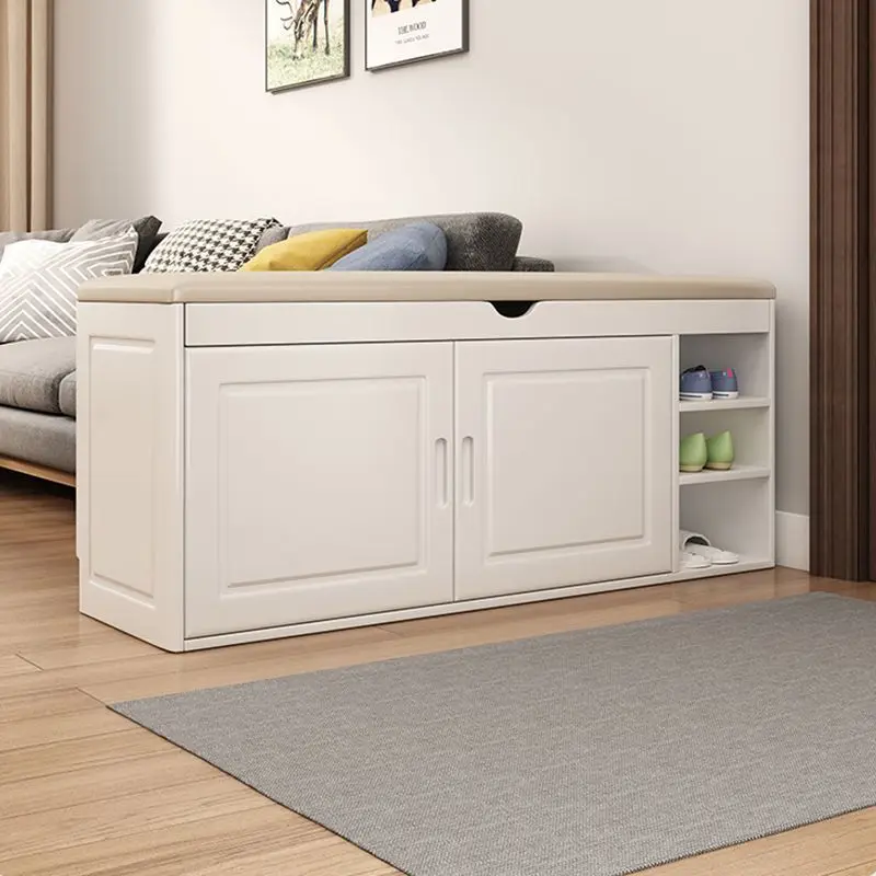 HYS solid wood shoe changing stool integrated shoe stool at the door of the home, shoe rack can sit at the door,