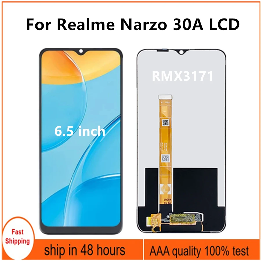 

LCD Display Touch Screen Digitizer Assembly, Replacement for Realme Narzo 30A, RMX3171, 6.5"