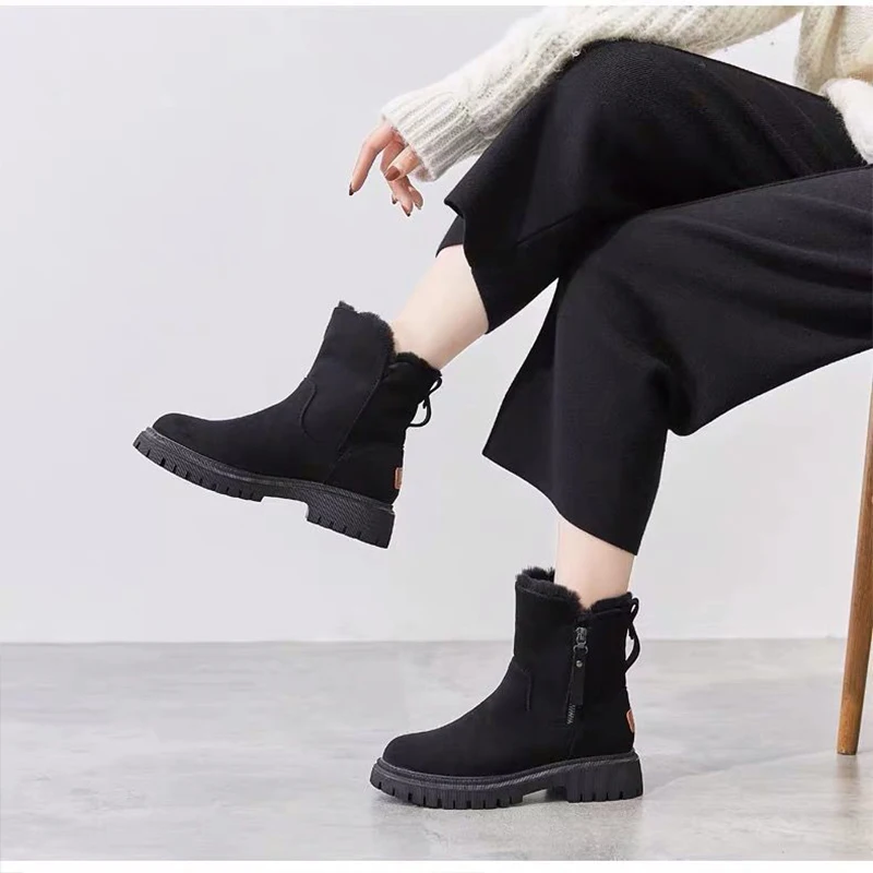 Women Snow Shoes Winter Warm Girl Boots for Woman Thickened Female Shoes Lady Middle Fur Boots NX014 Botas De Inverno Feminina