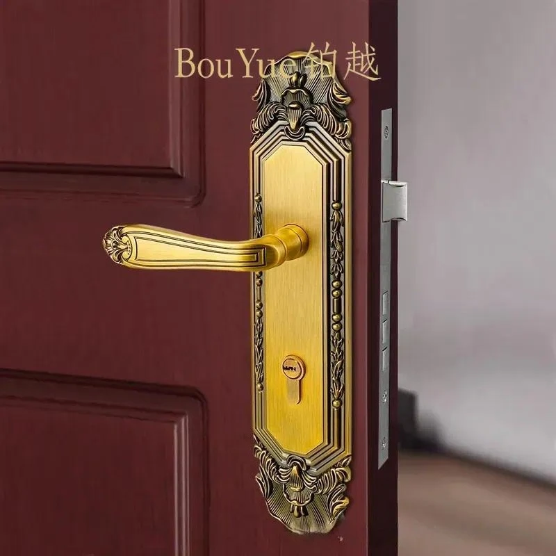 Retro European Villa Entry Door Lock Forged Solid Handle Anti Theft Security System Heavy Duty Exterior Front Gate Hardware