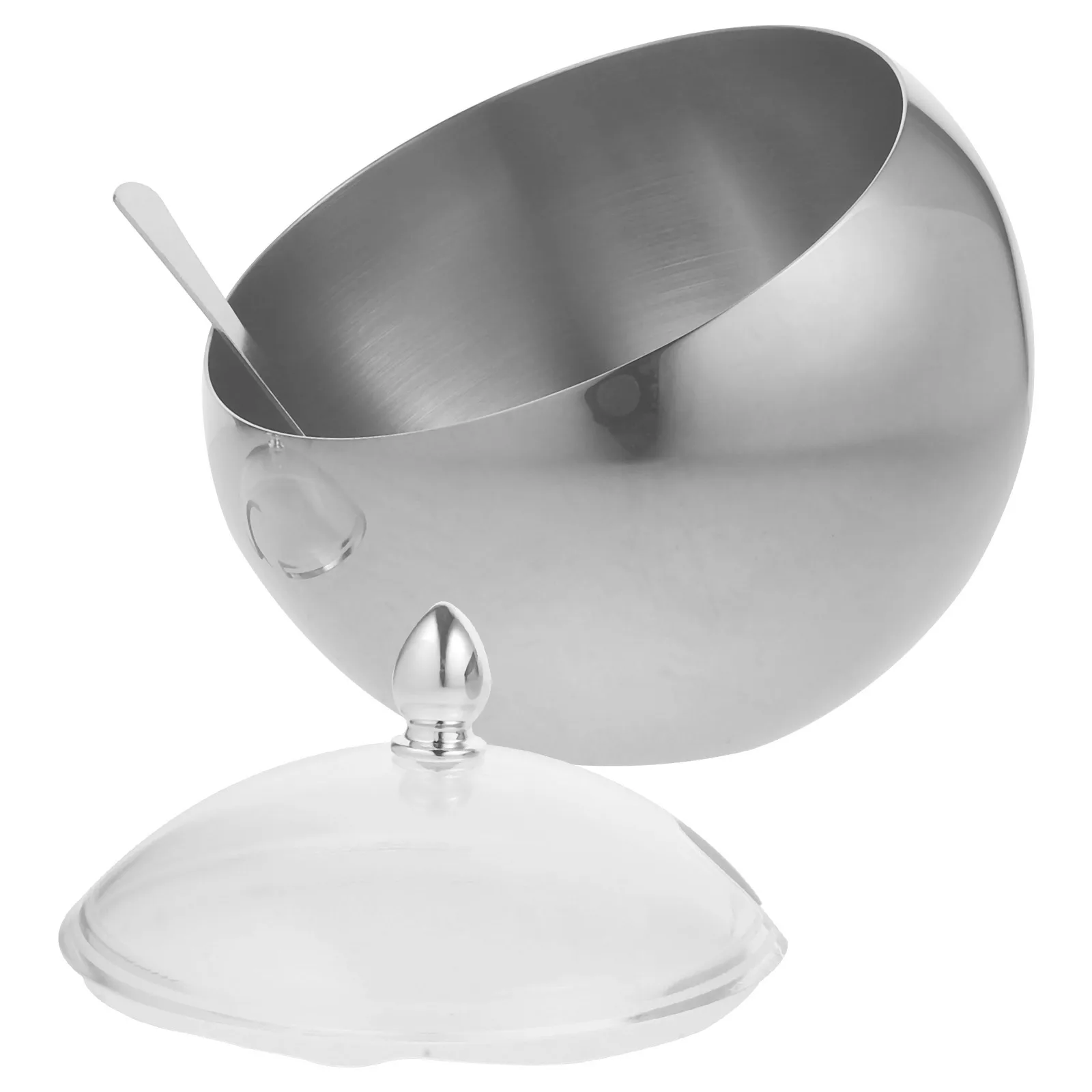 

1 Set Stainless Steel Oblique Mouth Bowl Large Kitchen Condiment Container For Restaurant Buffet Party Lid Seasoning Jar Spice