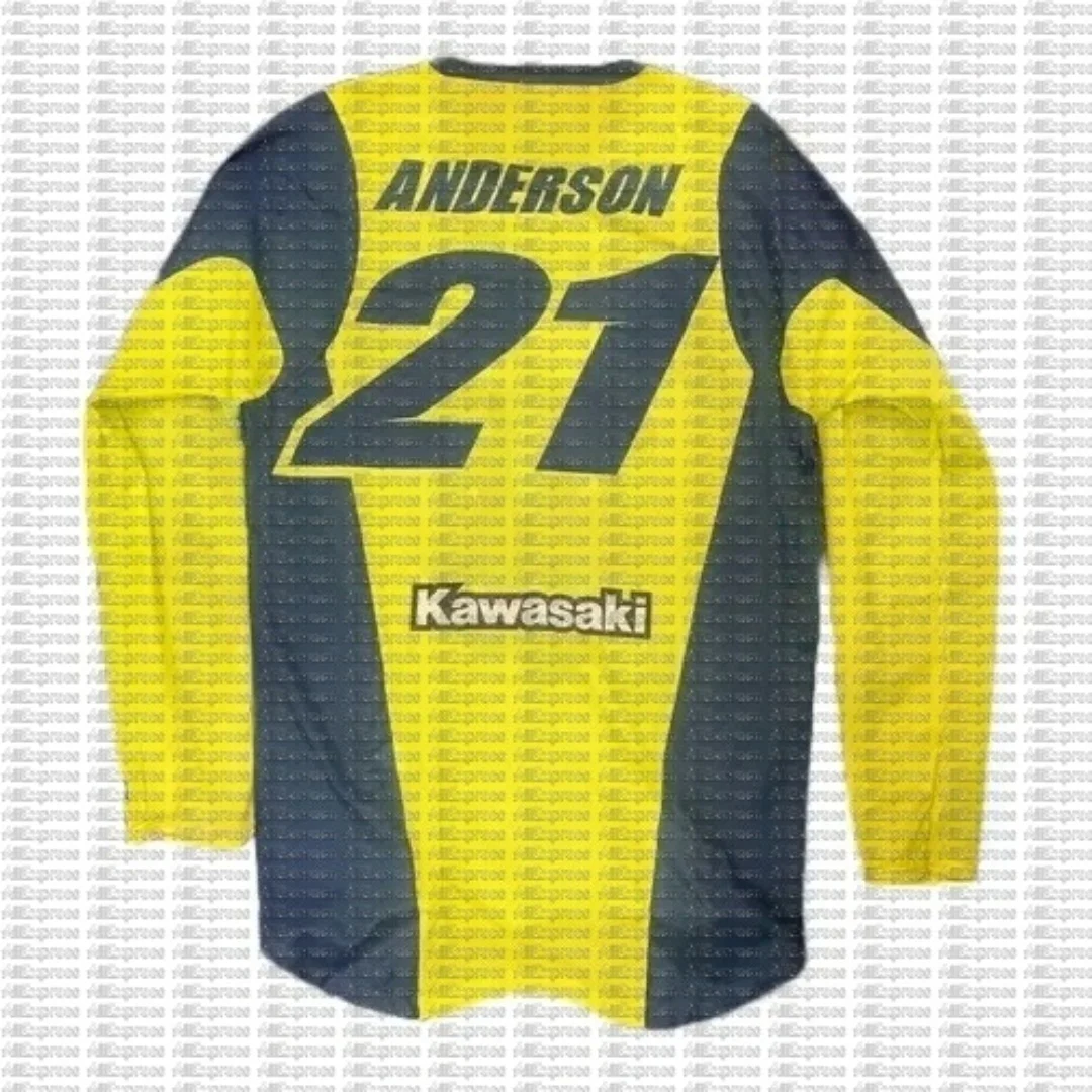 

Модная гоночная команда Kawasaki 2025 года # 21. Мужская футболка с длинным рукавом ANDERSON, дышащий спортивный топ на весну и осень