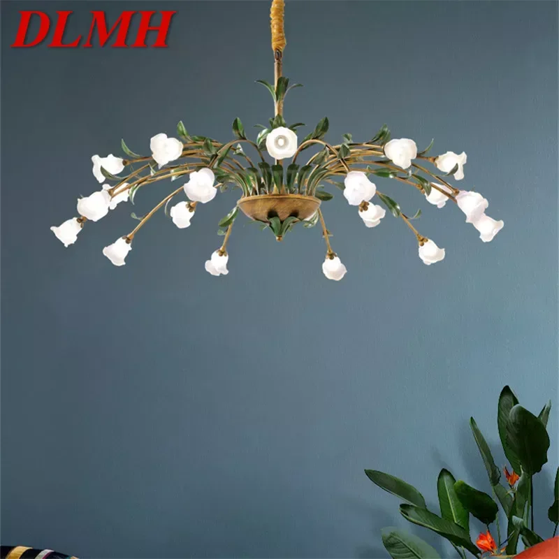 

DLMH American Pastoral PendantLamp French LED Creativity Flower Living Room Dining Room Bedroom Home Decoration Chandelier