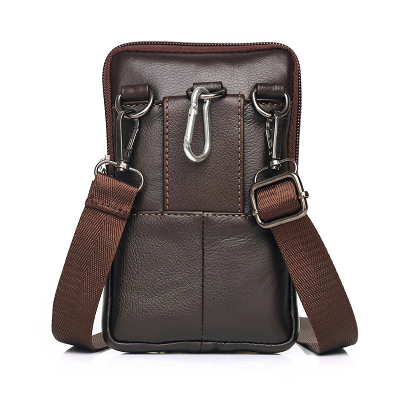 Genuine Leather Men Waist Pack Cross body Bum Hip Bag 5.5-6 Cell/Mobile Phone Case Mini Male Fanny Pack Messenger Belt Hook Bags