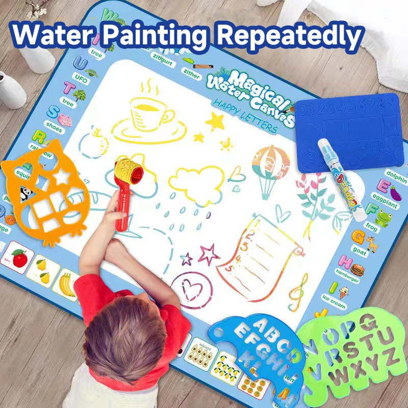 100x80CM Coloring Magic Water Drawing Mat Watercolor Painting Magic Graffiti Pad Reusable Magic Pens Educational Toys Gifts