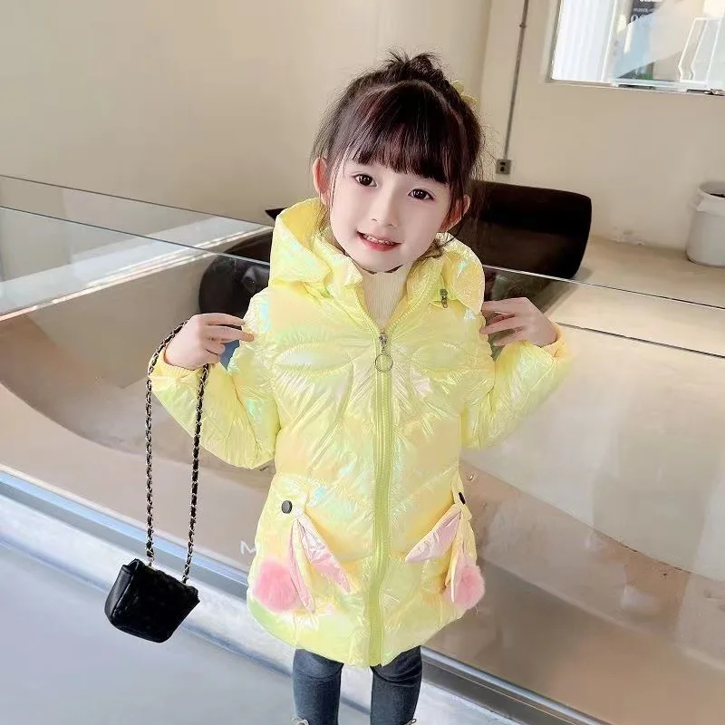 Girls Down Coat Jacket Cotton Outerwear Windbreak 2023 Orange Thicken Velvet Winter Warm High Quality Children's Clothing