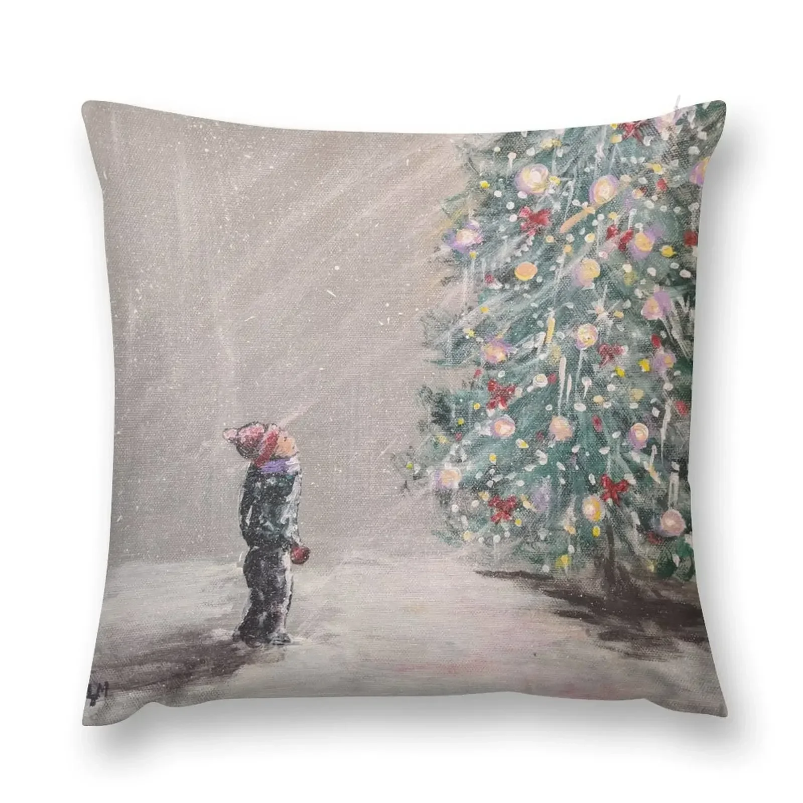 

Child looking at Christmas tree Throw Pillow Cushion Cover Cushions For Decorative Sofa pillow