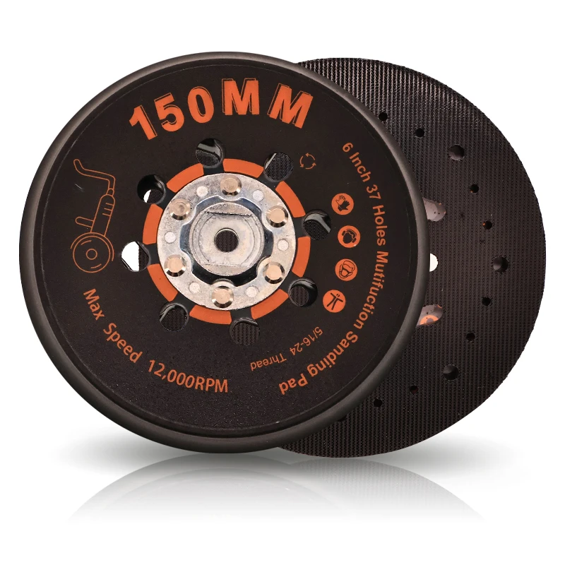 

6Inch 148MM Hook and Loop Sanding Pad 1/2Pcs 6Holes 6Nails with 8MM Thread Dust Free Sanding Disc Holder for Polishing